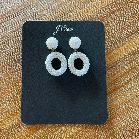 Jewelry - J.Crew White Beaded Drop Stud Earrings